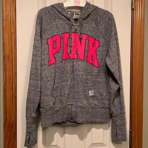 Gray & Pink Zip Up Hoodie